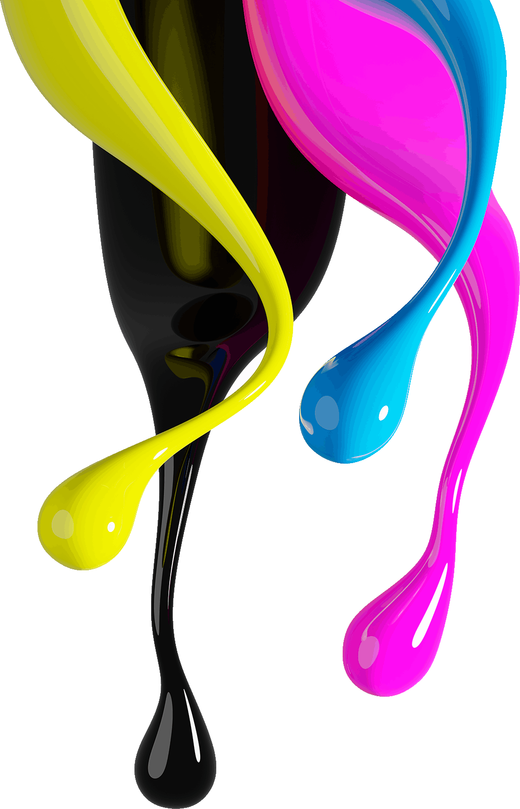CMYK splash di colori in 3d su sfondo bianco